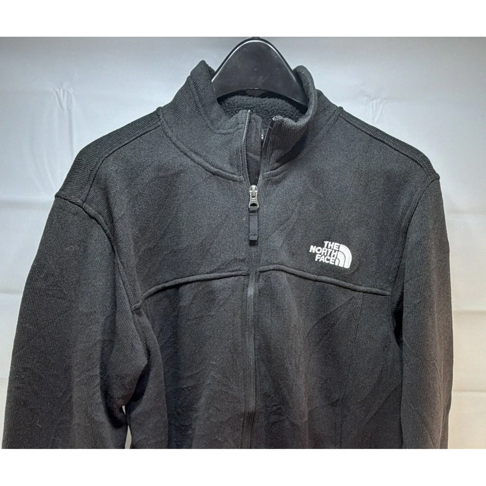The North Face Mens Large Black Full Zip Sweater Knit Sherpa Lined Fleece Jacket